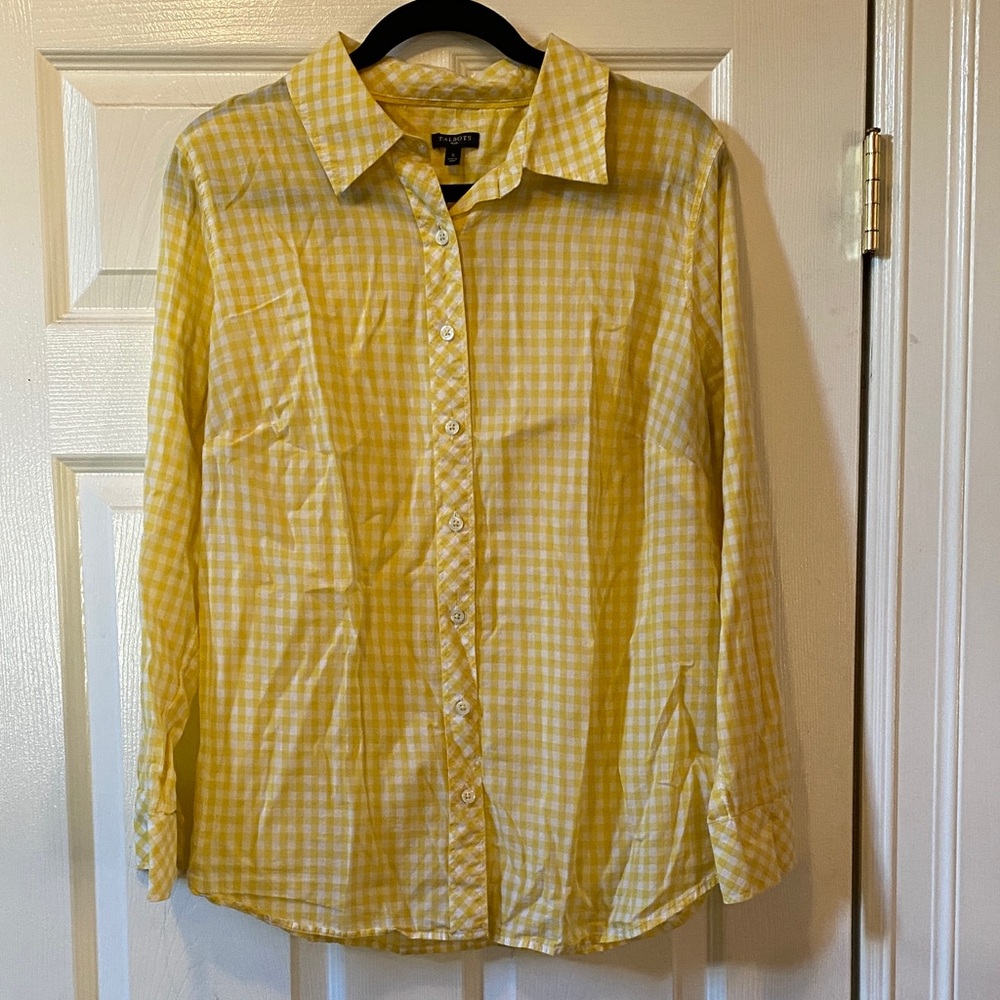 Talbots Yellow Gingham Button Down Shirt